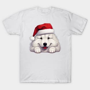 Christmas Peeking Samoyed Dog T-Shirt